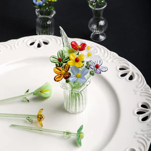 Nhật Bản Dễ Thương mini Handmade Thủy Tinh Hoa Thủy Tinh Handmade Nhiều Màu Sắc Hoa Nhỏ Đồ Trang Trí Mô Phỏng Bó Hoa Để Bàn Đồ Trang Trí ZUQN