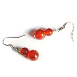 Bông tai Chalcedony mã não đỏ băng cao tự nhiên mới
