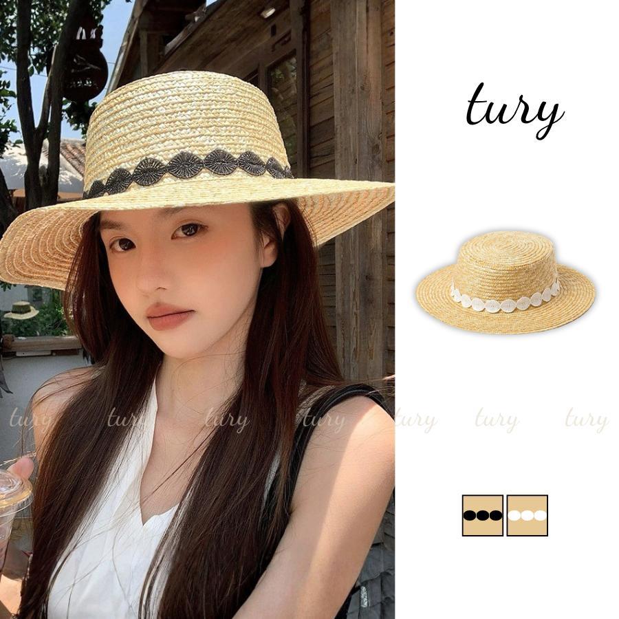 Nón Cói Nữ - Tury - Mũ Cói Form Cứng Phối Viền Tròn  Phong Cách - NC025