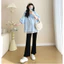 Trang phục bà bầu Xuân Hè Áo sơ mi ren viền giữa dài