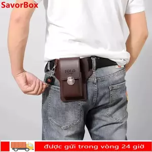 Gói thắt lưng điện thoại SAVORBOX, Thắt lưng nam PU màu trơn, Túi đựng thẻ