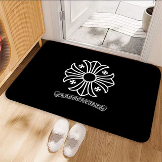 Thảm trải sàn Flannel in một mặt Chrome Hearts, Thảm chùi chân chống trượt, Trang trí nhà cửa (60x40cm)