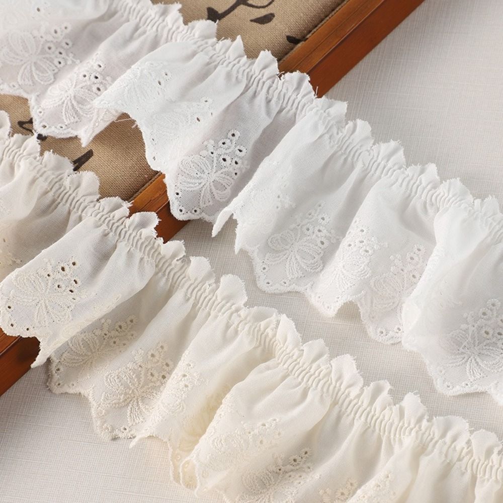 ODAKA Ruffle Ren Viền, Vải Ren 7cm Chiều Rộng Trắng, DIY Craft Ribbon Cotton Ruffle Thiết Kế Vải Viền