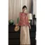 Bộ đồ hai mảnh phong cách retro Trung Hoa, áo không tay và quần ống rộng, phù hợp mùa hè thoáng mát