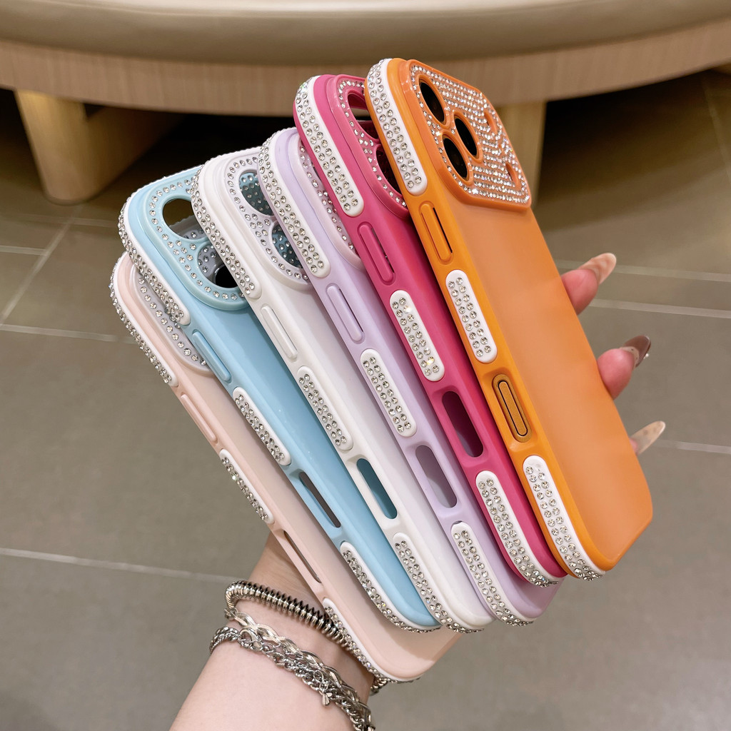 Ốp Điện Thoại Cửa Sổ Lớn Full Kim Cương Cho IPhone 17 Pro Max 17 16 15 14 13 12 ốp lưng iphone
