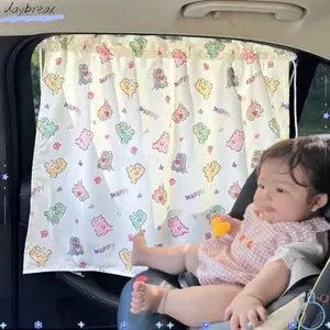 Tấm che nắng cửa sổ ô tô DAYBRAKE, Tấm che nắng thêu cốc hút, Tấm che nắng đa năng chống tia cực tím dày Phim hoạt hình phía sau Rèm cửa sổ cho trẻ em Trẻ em