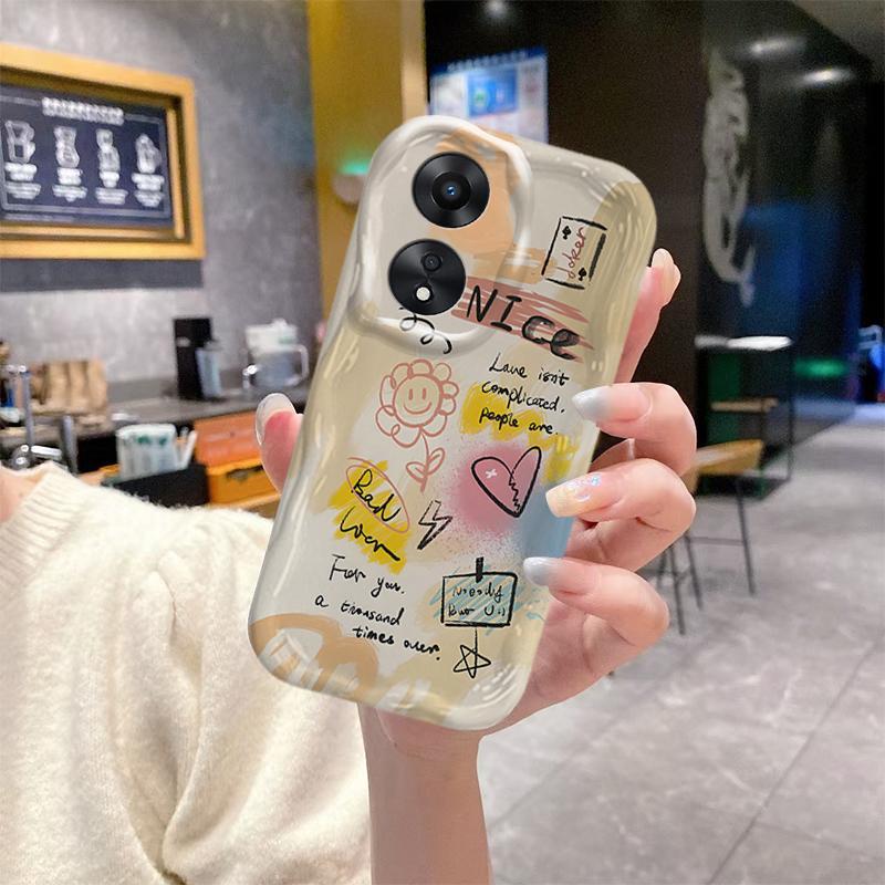 Ốp Silicon Hoạt Hình Cho OPPO A18 A38 A58 A60 A17 A17K 4G Điện Thoại Thông Minh 3D TPU Mềm Smile cloud Chống Sốc Ốp Điện Thoại
