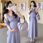 Bộ đồ bà bầu mùa hè gồm vest dệt kim và khăn choàng mỏng từ cotton nguyên chất