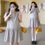 Váy bà bầu phong cách Hàn Quốc hè, in chấm bi bằng cotton nguyên chất
