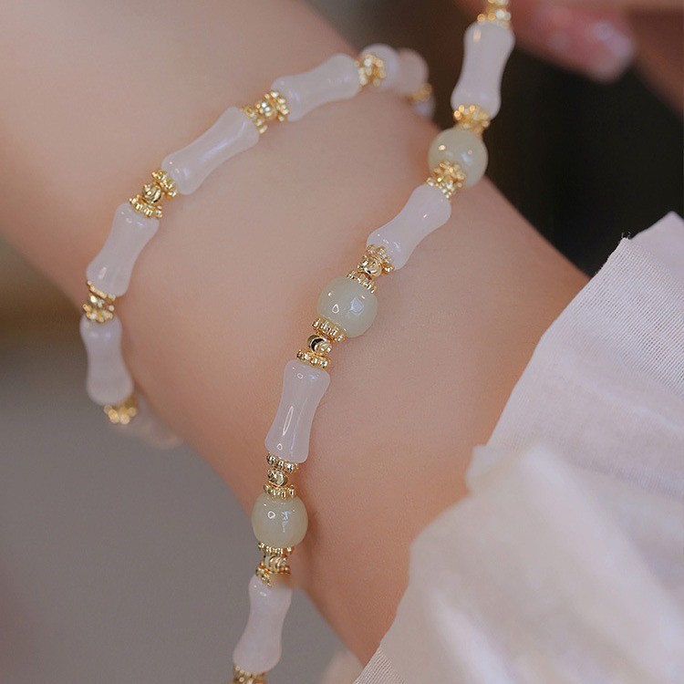 Vòng tay ngọc bích Hetian tự nhiên phong cách Trung Quốc mới