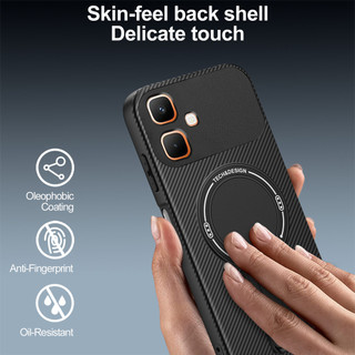 Dành Cho infinix Smart 20 4G / Smart 10 Plus / Spark Go 2 Ốp điện thoại Kết Cấu Sợi Carbon Mặt Sau Cứng Từ Tính Có Chân Đế Cạnh TPU Mềm Chống Sốc Mỏng