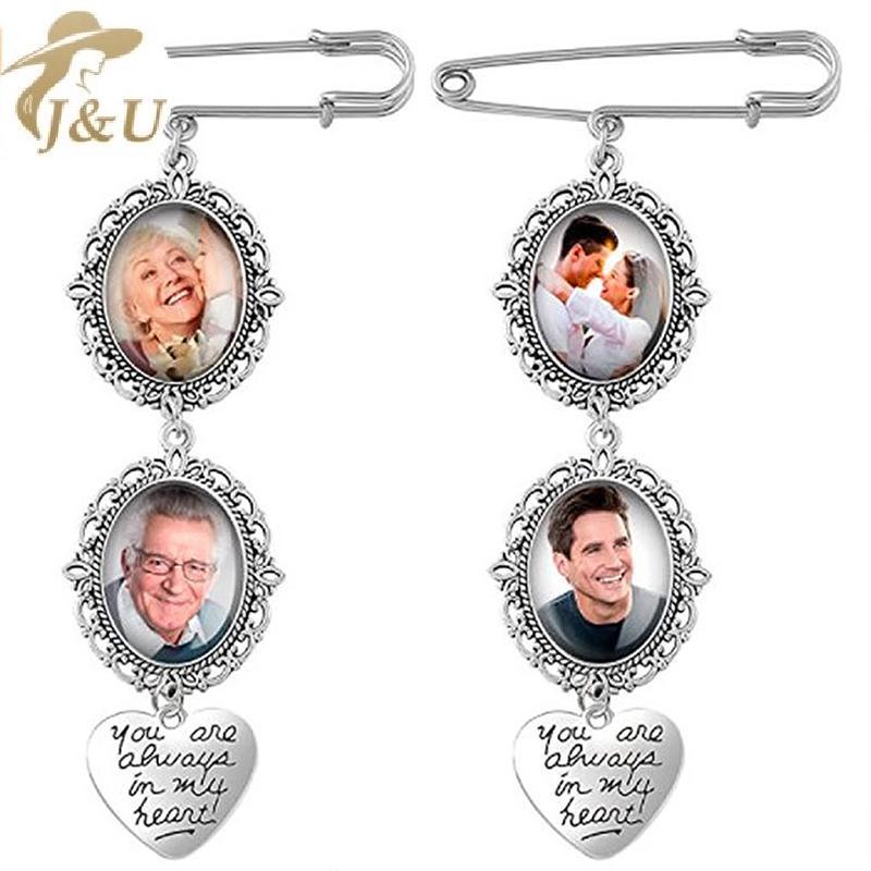 JU Cưới - Bó Hoa Ảnh Quyến Rũ DIY kèm Pin Trâm Cài và Mặt Dây Chuyền Lace Charm Hình Bầu Dục cho Ngày Lễ Trái Tim