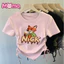 Áo ngắn tay thời trang dành cho bé gái Zootopia có thêu giả & dây rút