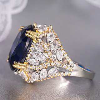 Châu Âu Mỹ ins Nhẫn Sapphire Giả Phong Cách Mới Nữ