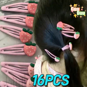 Kẹp Mỏ Vịt Side Bangs Dâu Hồng - Phong Cách Hàn Quốc Y2K, Dành Cho Nữ Và Bé Gái - Giao Hàng Miễn Phí