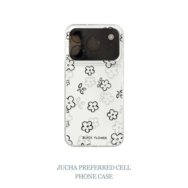 Ốp Điện Thoại Thích Hợp Cho iPhone 7 8 X XS XR XSMAX 11 12 13 14 15 16 17 Pro max Plus Air Black Hoa Nhỏ Có Giá Đỡ Vỏ Bảo Vệ Chống Sốc Bao Gồm Tất Cả FHXE