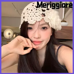 Mũ nồi MERIGGIARE, Mũ len dệt kim ren, Hoa ngọt ngào Thoáng khí rỗng Tay dệt sợi Cap Thu đông