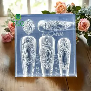 Khung ảnh Avatar phong cách châu Âu Khuôn làm móng bằng silicon 3D DIY Thiết kế nơ trong suốt Mẫu làm móng tay Công cụ trang trí nghệ thuật móng tay [mới]