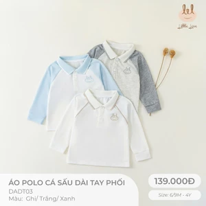 Áo Polo cá sấu dài tay phối dành cho bé Lil Little Love (DADT03)