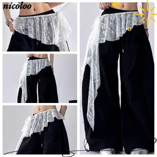 Váy Mini ren NICOLOO, Váy dạo phố Y2K Váy xù buộc dây không đều, Thiết kế buộc dây lưng cao Harajuku