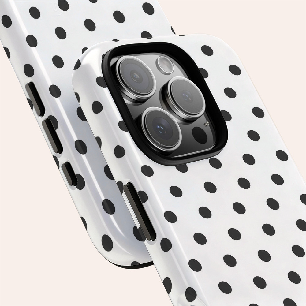 Chấm bi màu đen đơn giản Thích hợp cho iPhone 7 8 X XS XR XSMAX 11 12 13 14 15 16 17 Pro max Plus Vỏ cứng hai lớp chống sốc chống sốc không khí bao gồm tất cả