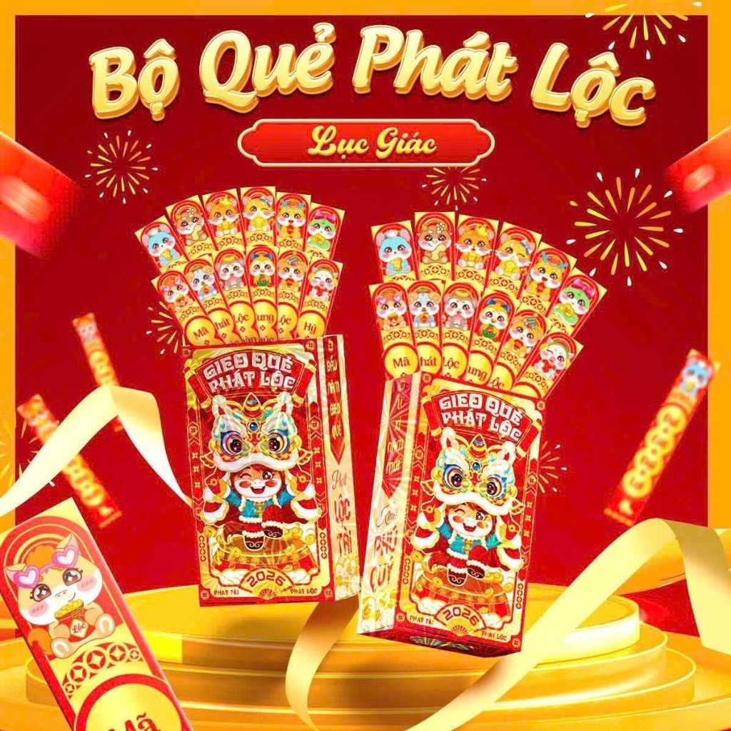 Bộ Lì Xì Lắc Gieo Quẻ 10 Que Thần Tài Phát Lộc