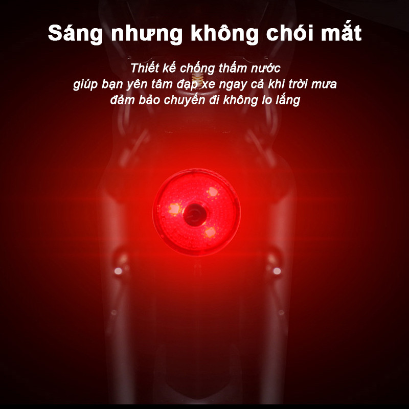 Đèn hậu LED cho xe đạp sạc lại qua USB, phụ kiện cảnh báo chống nước IPX6 khi đi xe ban đêm đèn xe đạp