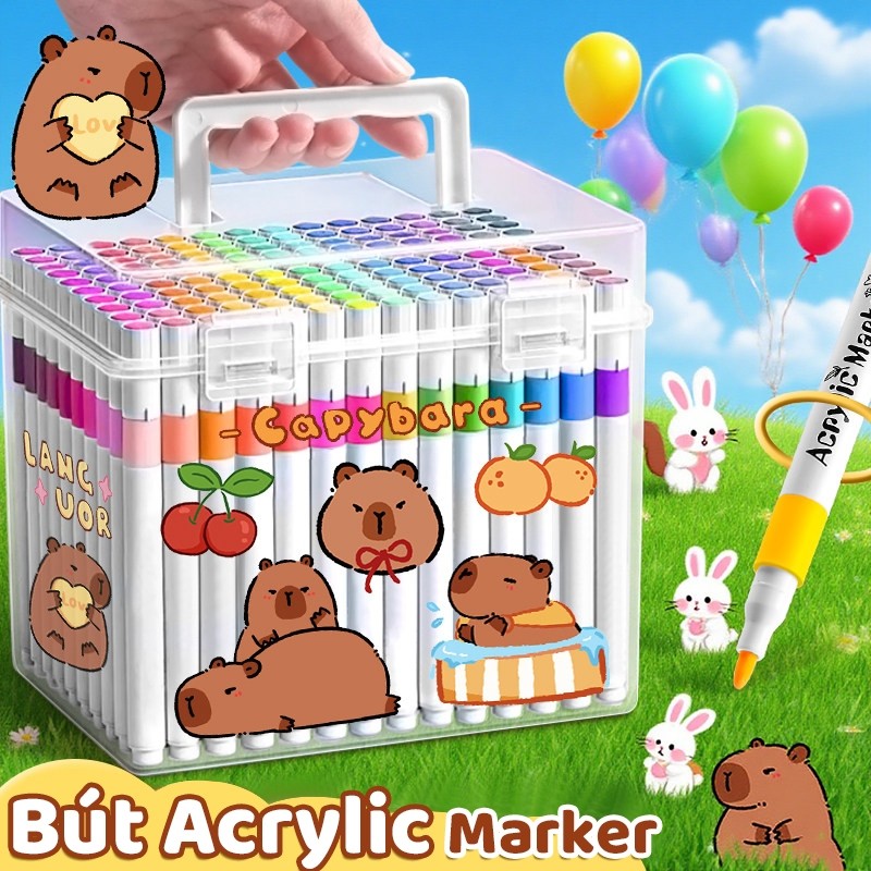 Bút Màu Acrylic Marker Chống Nước Hiệu Quả Bộ  Màu,  Công Cụ Tuyệt Vời Cho Học Sinh Đam Mê Vẽ Tranh