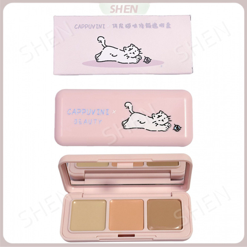 CAPPUVINI Playful Cat Repairing Concealer Palette Che Khuyết Điểm Mụn Dấu Vết Vòng Tròn Tối Che Khuyết Điểm Đường Mũi
