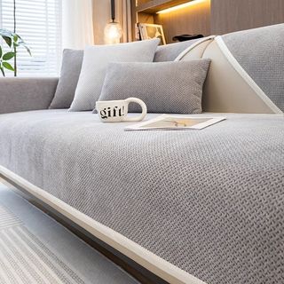 Hàng sẵn có Vận chuyển nhanh 110 * 280cm Màu xám đậm Thu đông Tenpi Sofa Đệm bốn mùa Đệm chống trượt đa năng Vỏ bọc tựa lưng Vỏ vải 2025 Phong cách mới Cảm giác cao cấp 01