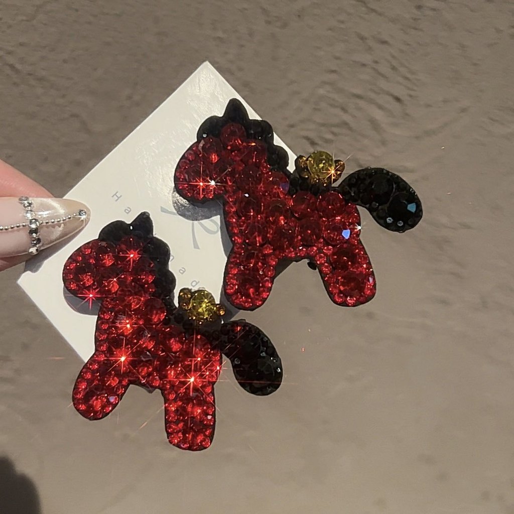 Mới Full Kim Cương Tinh Tế Pony Hoạt Hình Bên Gãy Tóc Nổ Kẹp Một Từ Kẹp Tóc Phụ Kiện Tóc