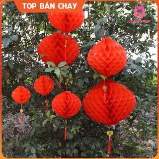 [20 CÁI] Đèn lồng đỏ treo trang trí Tết, lồng đèn trang trí nhà cửa, lồng đèn nilong