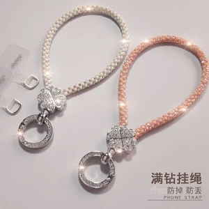 Điện Thoại Di Động Dây Bốn Lá Cỏ Ba Lá Nhấp Nháy Kim Cương Dây Đeo Tay Nữ Độc Đáo Hợp Thời Trang Đẹp Ánh Sáng Sang Trọng Niche Tinh Tế Cao Cấp