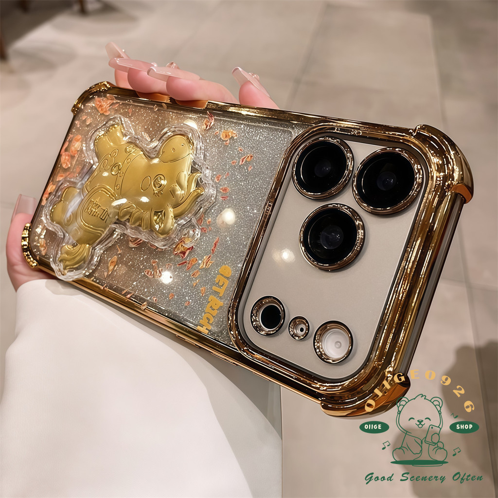 【 Ốp lưng iPhone17 】 Vỏ năm mới 2026 Vỏ ngựa Túi khí lấp lánh Vỏ điện thoại iPhone17 Pro Max 16 15 14 13 12 11 cho vỏ iPhone Vỏ mềm silicon TPU chống sốc