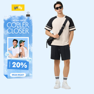 Áo phông tay raglan can phối YODY cotton thoáng khí thấm hút tốt MCTS25S171