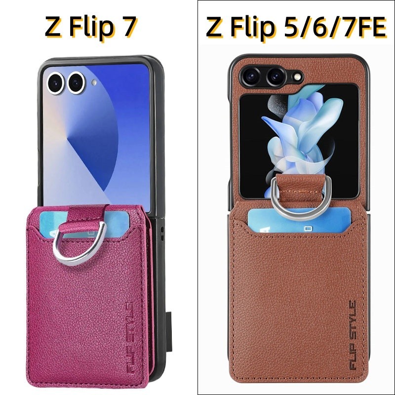 Ốp Điện Thoại Da PU Sang Trọng Mimi Cho Samsung Galaxy Z Flip 7 FE Z Flip 6 Z Flip 5 Z Flip 4 Z Flip 3 Ví Đựng Thẻ Vòng Bảo Vệ Mặt Sau Chống Sốc Flip7 Flip6