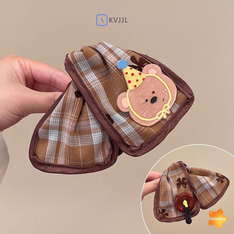 [KvJJL-t] Vuốt Tóc Vải Kẻ Sọc Ngọt Ngào Nơ Dễ Thương Gấu Thỏ Cá Mập Kẹp Cho Bé Gái Phong Cách Hàn Quốc Phim Hoạt Hình Tóc Barrettes Phụ Kiện Tóc Mới