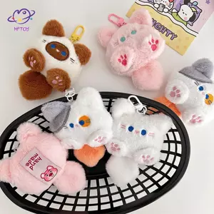 HFTOY Squeak Mèo Đuôi Dài Sang Trọng Móc Khóa Dễ Thương Nhồi Bông Mèo Móc Khóa Túi Đồ Trang Trí Mèo Kawaii Móc Khóa Búp Bê Sang Trọng ~