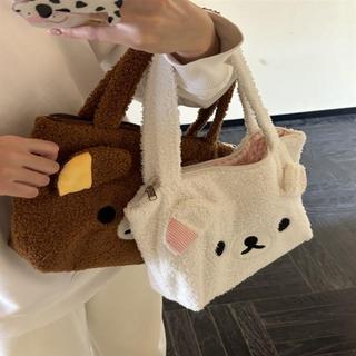 Túi xách Rilakkuma len cừu dễ thương, thêu, dày, phù hợp mọi trận đấu, dùng cho tiệc sinh viên