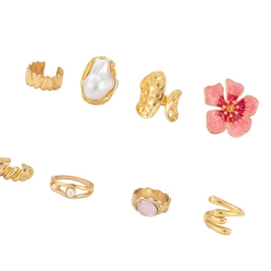 Bộ nhẫn thiết kế hoa hồng thanh lịch Yoo Chất liệu hợp kim có thể xếp chồng lên nhau để mặc hàng ngày