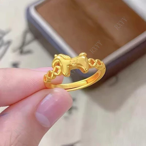 Nhẫn ngựa đồng xu nhẹ sang trọng dành cho nữ Nhẫn phù hợp tinh tế