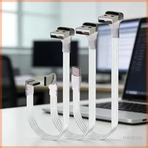 Dây cáp USB C góc phải Star White Hỗ trợ xây dựng TPE phẳng Cung cấp nguồn 5V và truyền dữ liệu 480Mbps