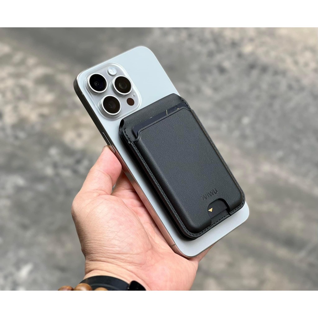 [Chính Hãng] Ví Da Đựng Thẻ Từ Tính WIWU Mag Wallet Pro MW-003 Kèm Giá Đỡ Điện Thoại Gập Gọn Cho iPhone Samsung