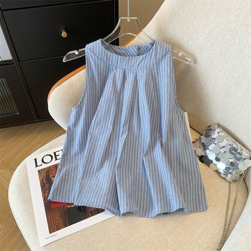 Áo vest dáng rộng sọc phong cách Hàn Quốc, phù hợp mùa hè