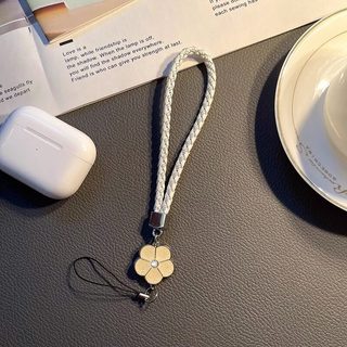 Sáng Bóng Bốn Lá Camellia Điện Thoại Da PU Tươi Lấp Lánh Hoa Dây Đeo Cổ Tay Bling Kim Cương Giả Tay Ngắn Chống Mất Sang Trọng Cho Bé Gái Cho Mùa Xuân Hè