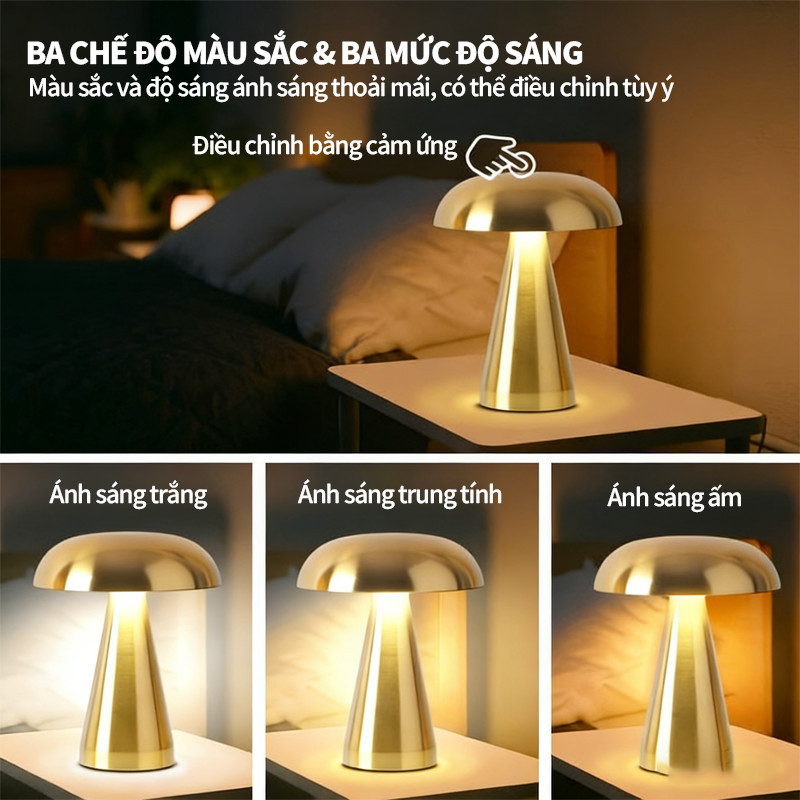 Đèn Bàn Nấm Bauhaus Kim Loại - Phong Cách Bắc Âu Đơn Giản, Đèn Học/Trang Trí Phòng Ngủ, Độc Đáo Sáng Tạo
