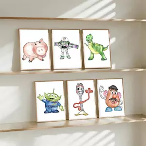 Toy Story Watercolor Art Prints Canvas Painting Art Home Wall Decor Canvas Poster