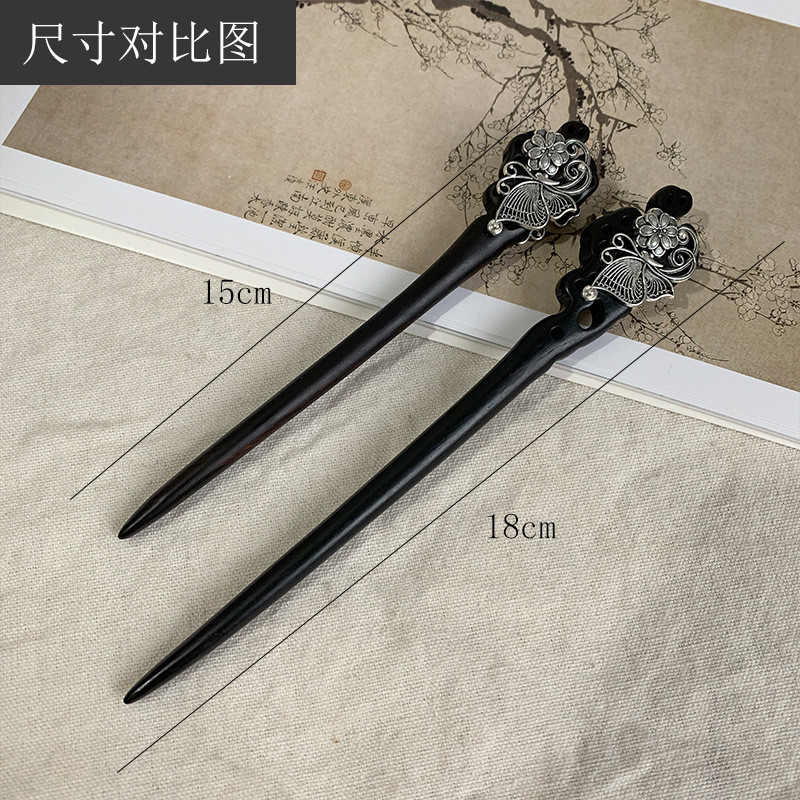 Kẹp Tóc Gỗ Mun Tua Rua 15cm - Phong Cách Cổ Điển Cao Cấp, Phụ Kiện Tóc Thời Trang