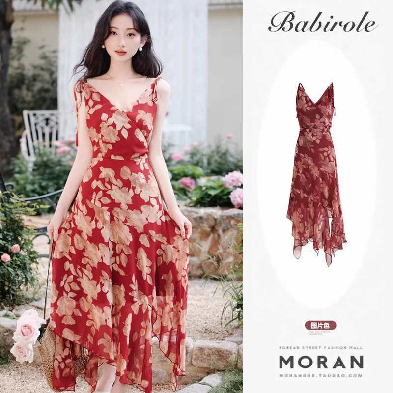 Đầm nữ retro hoa sling mùa hè chất lượng cao với thiết kế nẹp eo ôm body tạo cảm giác sang trọng và thanh lịch.