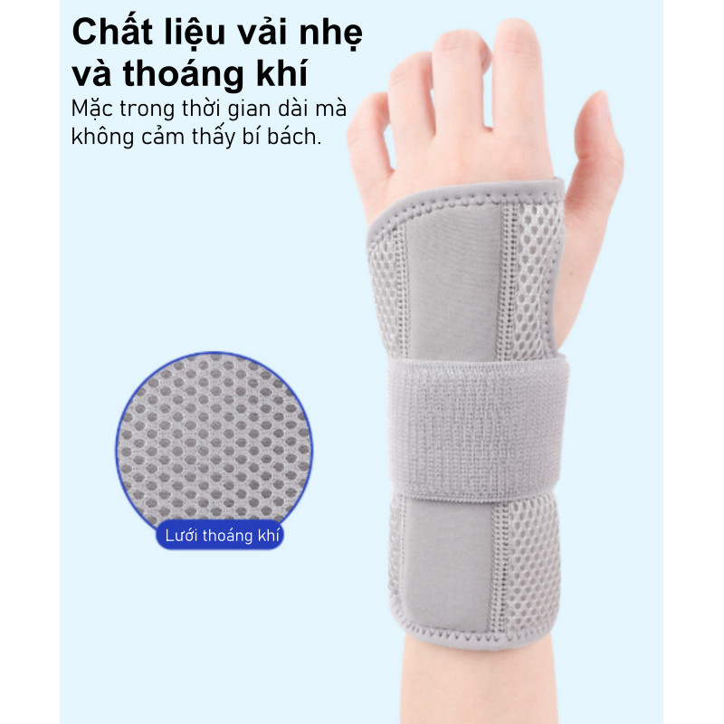 Nẹp cổ tay thanh nhôm tháo rời lưới thoáng khí đai đàn hồi giảm đau viêm gân ống cổ tay gãy xương